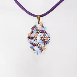Pendant 40cm - Shea Rhombus S-Purple Suedine - Pendant 40cm - Laiton bronze
